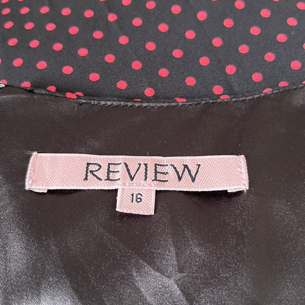 REVIEW Polka Dot Midi Dress. Black and Pink Colours, Fit and Flared. - Picture 6 of 9
